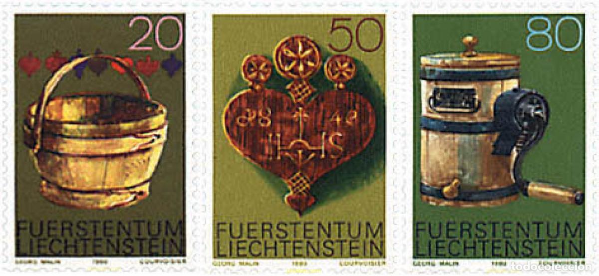 Timbres: 80182 MNH LIECHTENSTEIN 1980 ANTIGUOS UTENSILIOS Y ORNAMENTOS DE MADERA