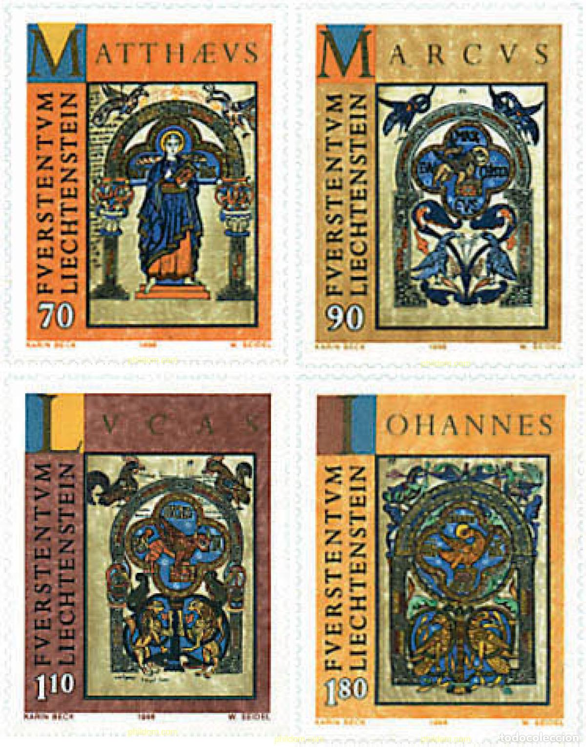 Sellos: 82282 MNH LIECHTENSTEIN 1996 NAVIDAD. LOS SIMBOLOS DE LOS EVANGELISTAS