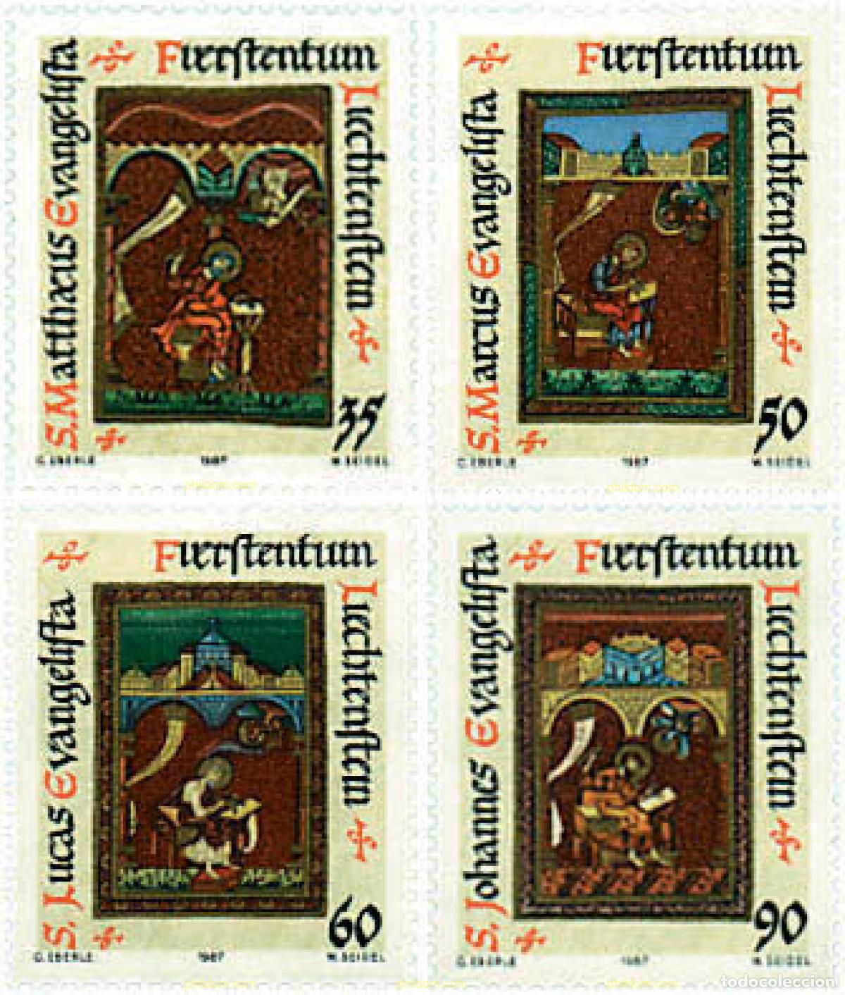 Sellos: 79818 MNH LIECHTENSTEIN 1987 NAVIDAD. LOS EVANGELIOS. MINIATURAS DEL LIBRO DE ORO DE PF&Auml;FERS