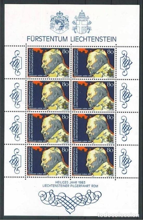 Sellos: LIECHTENSTEIN 1983 - A&Ntilde;O SANTO PAPA JUAN PABLO II - MINI HOJITA DE 8 SELLOS - YVERT 771**