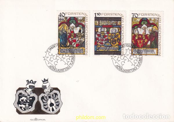 Sellos: 765731 USED LIECHTENSTEIN 1979 VIDRIERAS HERALDICAS DEL MUSEO NACIONAL DE LIECHTENSTEIN