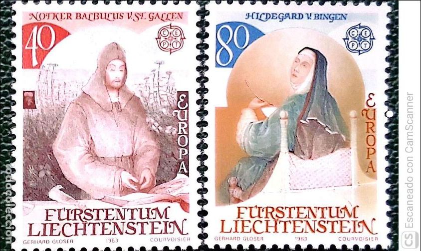 Sellos: Liechtenstein. 757/58 Europa-Cept: Grandes obras del genio humano. 1983. Sellos nuevos y numeraci&oacute;n