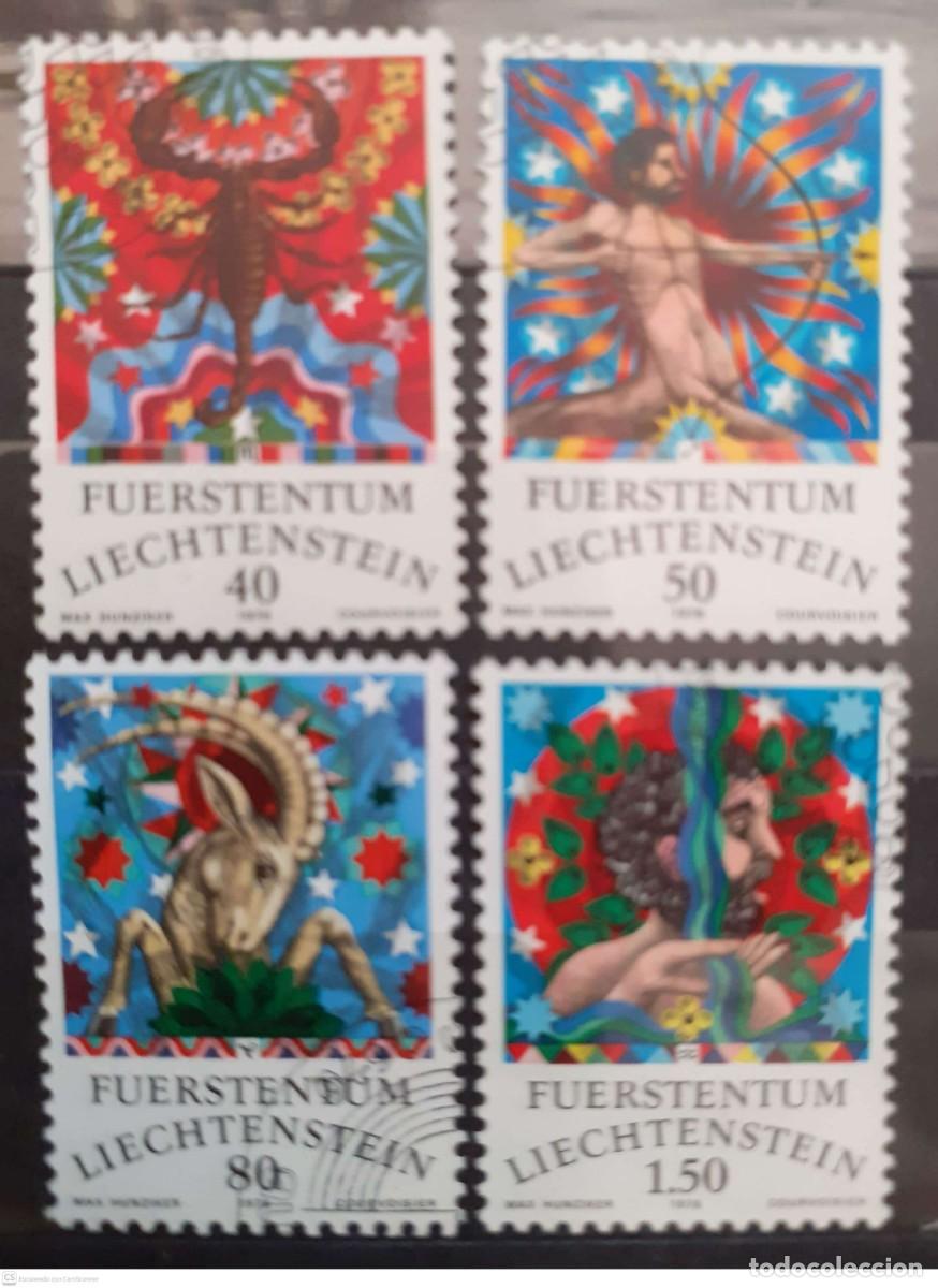 Sellos: LIECHTENSTEIN n&ordm; 654/657&ordm; Signos del Zodiaco III. Serie completa
