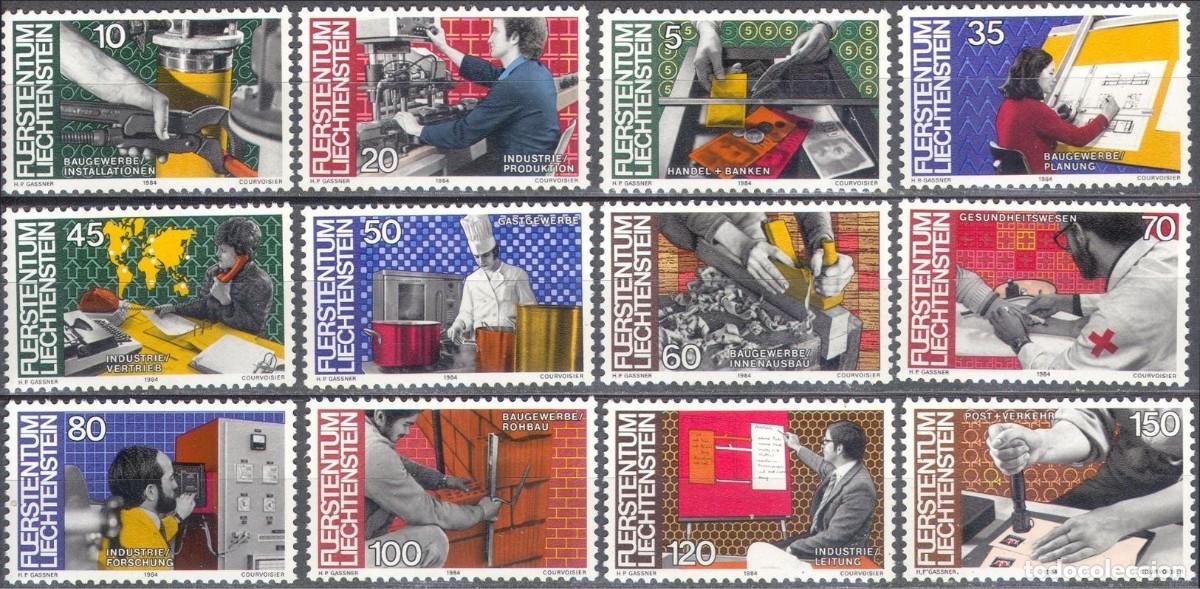 Sellos: LIECHTENSTEIN 1984 - SERIE CORRIENTE - YVERT N&ordm; 790/801**
