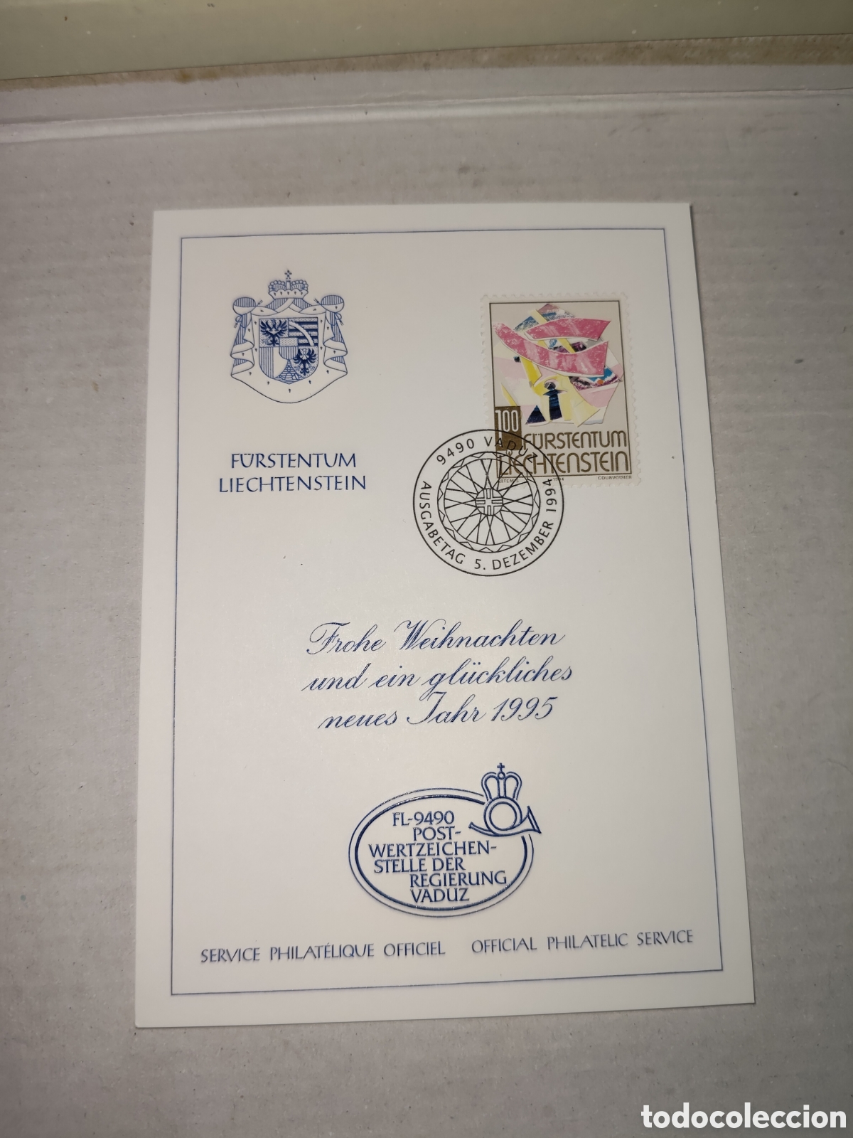 Sellos: Tarjeta con sello de Liechtenstein 1994