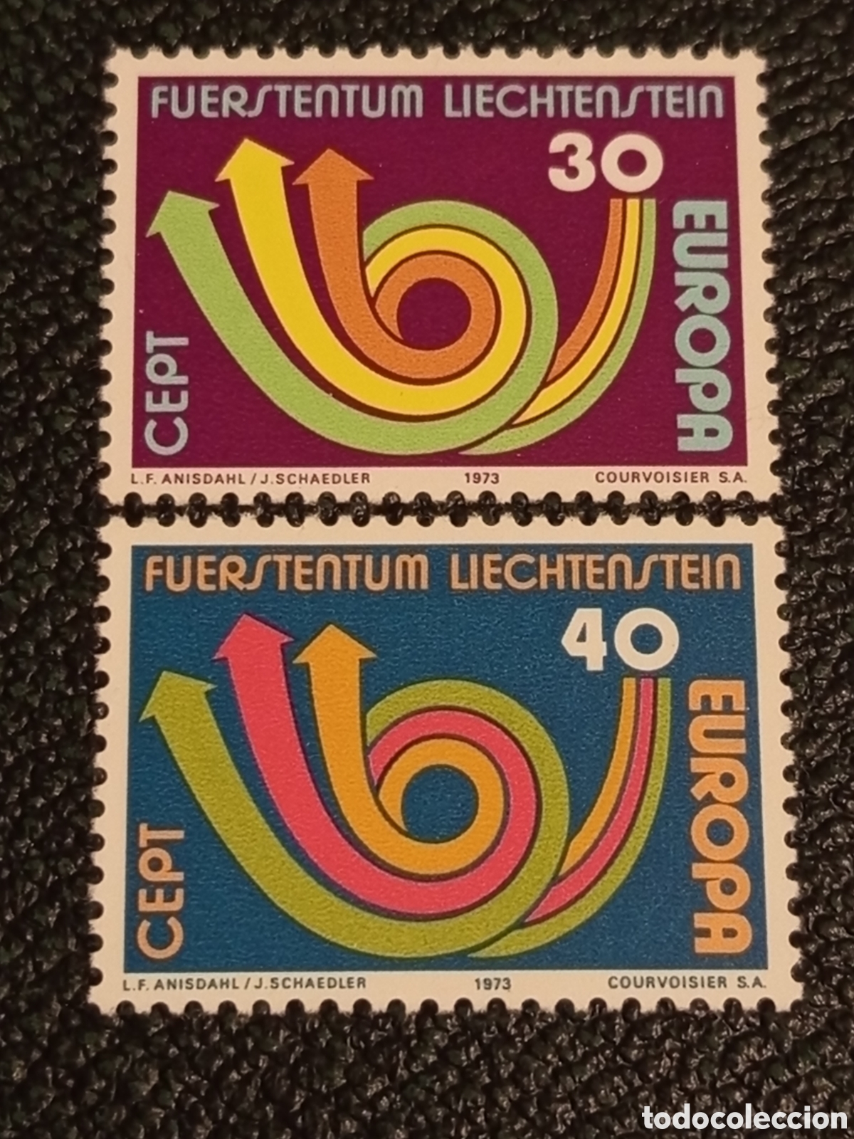 Sellos: Liechtenstein 1973 - Europa CEPT Flechas (Michel #596-597 / Yvert #539-540)