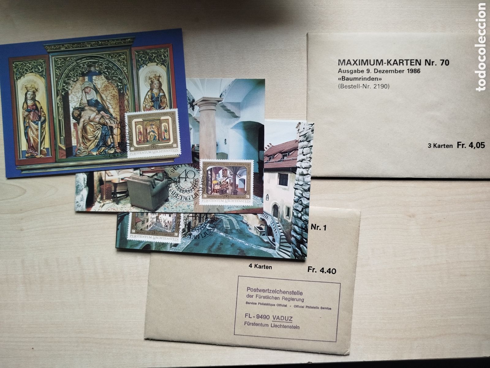 Sellos: Colecci&oacute;n 70 Sobres Oficiales Tarjetas M&aacute;ximas (Maximum-Karten) Liechtenstein FDC
