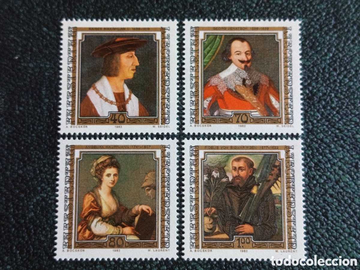 Sellos: LIECHTENSTEIN 1982 - CUADROS DE PERSONAJES CELEBRES - YVERT N&ordm; 750/753 MNH**