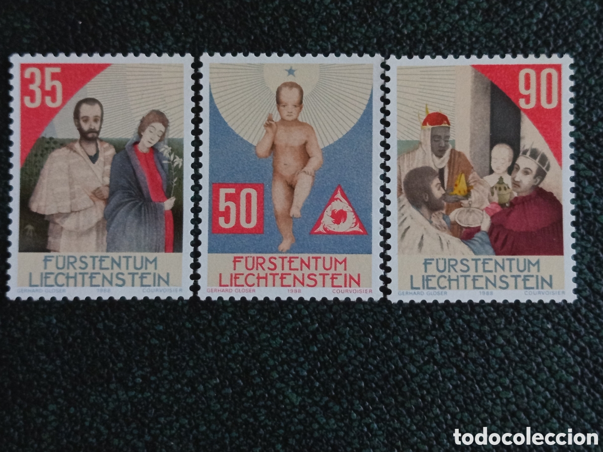 Sellos: Liechtenstein 1988 Serie Navidad Completa 3 Valores Nuevos MNH Michel 954-956