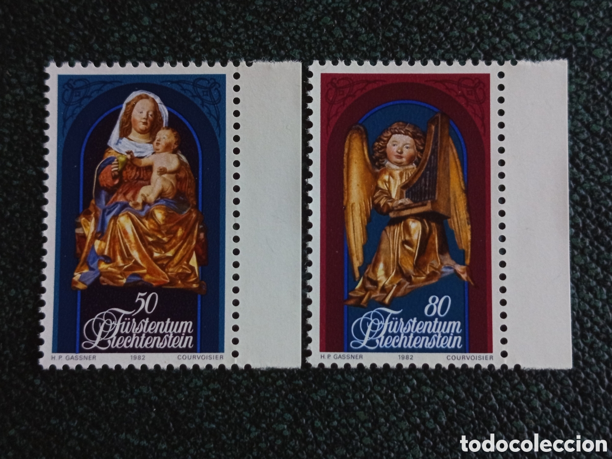 Sellos: Liechtenstein 1982 Navidad Catedral Coira Michel 814/815 MNH