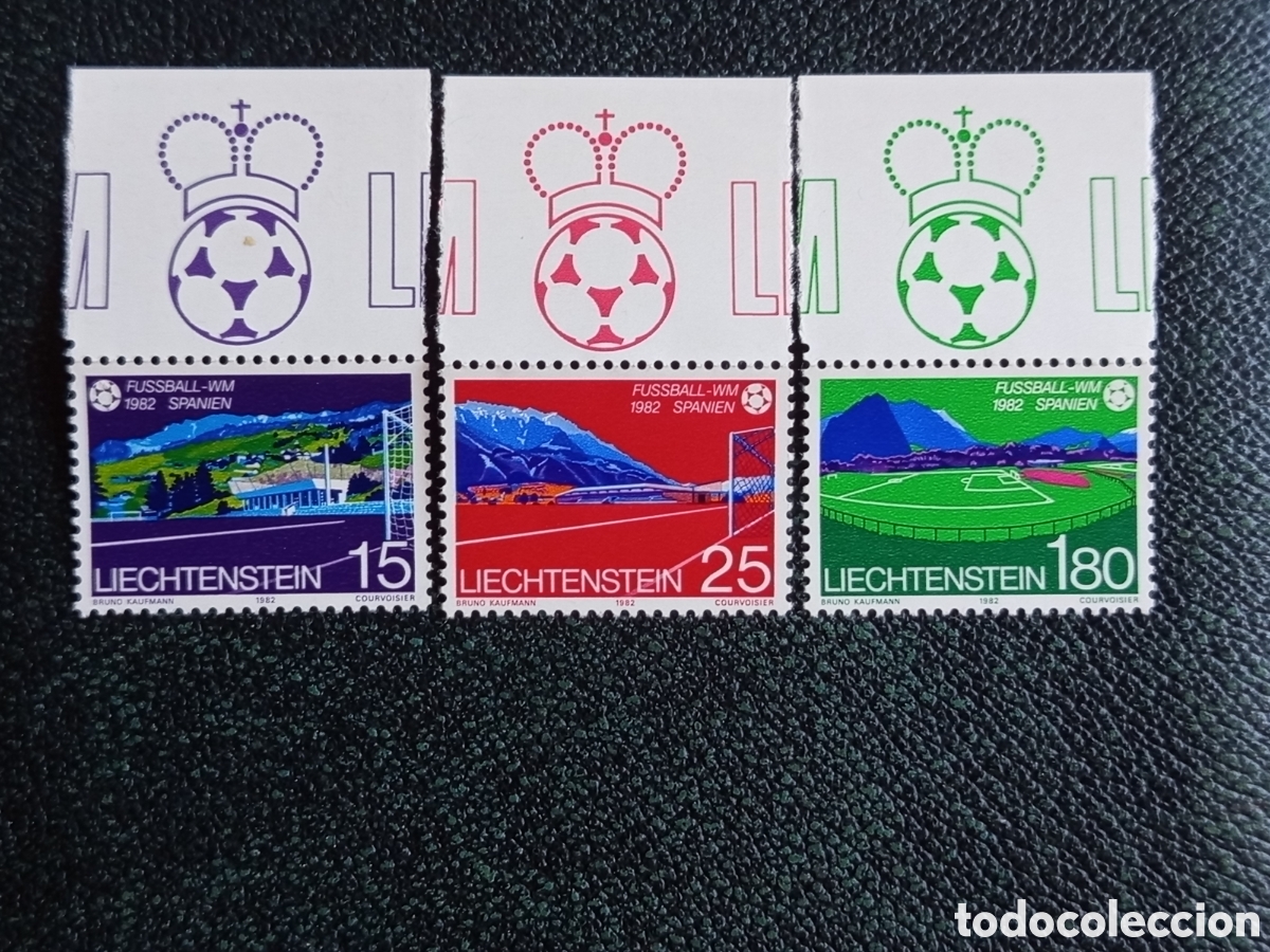 Sellos: Serie Completa Liechtenstein 1982 Mundial F&uacute;tbol Espa&ntilde;a '82 Yvert 740/742
