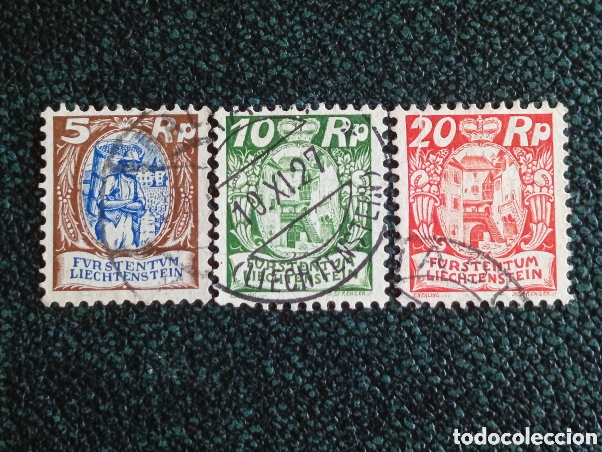 Sellos: Sellos Liechtenstein 1924 Viticultor y Castillo Usados Michel 65/66, 70