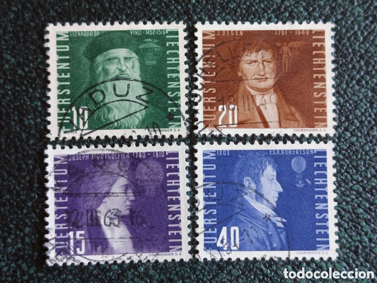 Sellos: Sellos Liechtenstein 1965 Pioneros Aviaci&oacute;n Usados Michel 450/453