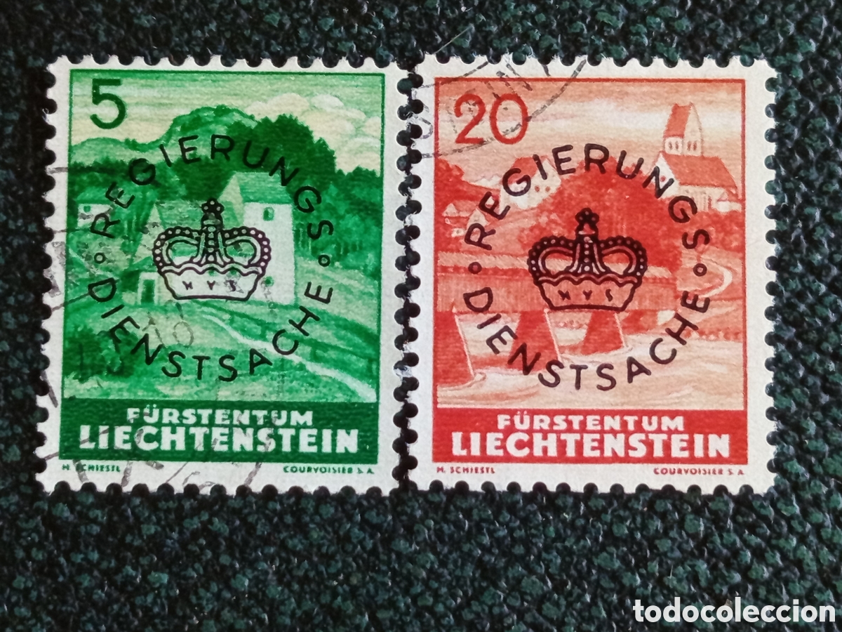Sellos: Sellos Liechtenstein 1932 Oficiales Servicio Usados Michel Dienstmarke 11 y 13