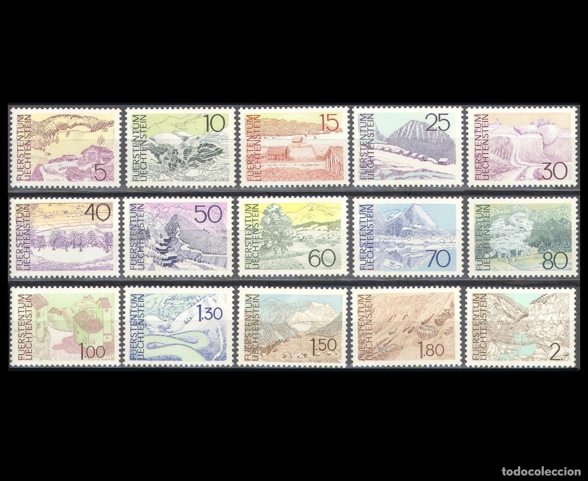 Sellos: 15v Liechtenstein, 1972/3 | Landscapes | Yvert: 517/31 - SG: 561/75 MNH **