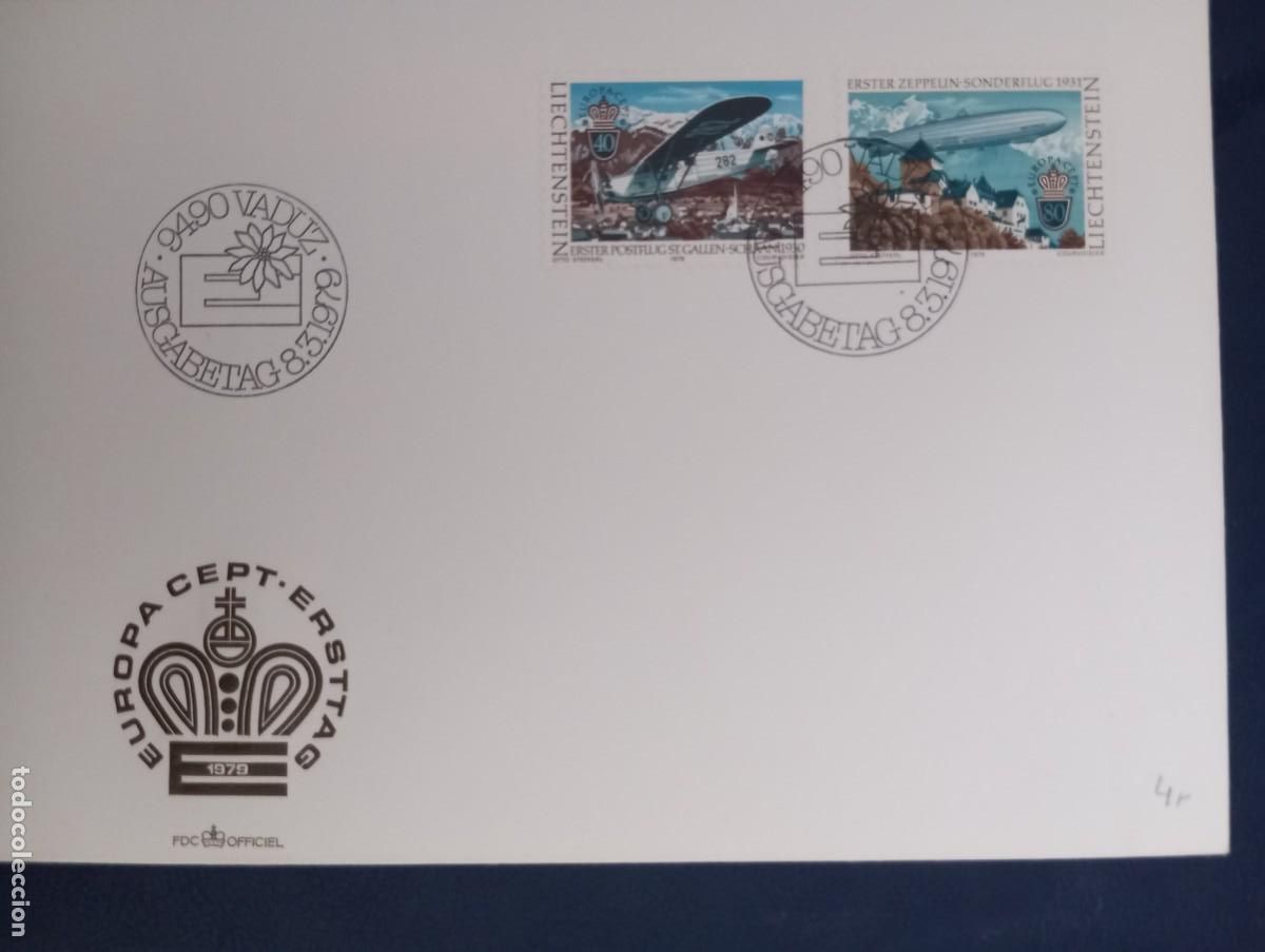 Sellos: LIECHTENSTEIN, 1979, SOBRE ILUSTRADO, SPD, EUROPA, AVIACI&Oacute;N