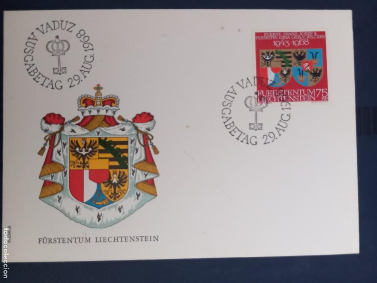 Sellos: LIECHTENSTEIN, 1968, SOBRE ILUSTRADO, SPD, ESCUDO