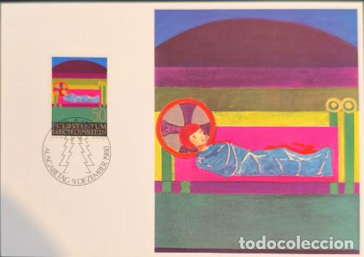 Sellos: Tarjeta M&aacute;xima Oficial (FDC / Carte Maximum) - Navidad 1980 (El Nacimiento / Krippe) - Principado de