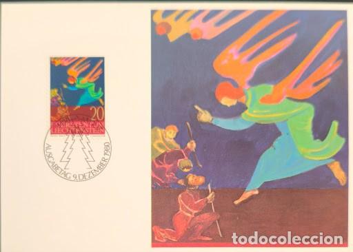 Sellos: Tarjeta M&aacute;xima Oficial (FDC / Carte Maximum) - Navidad 1980,El Anuncio a los Pastores,Liechtenstein