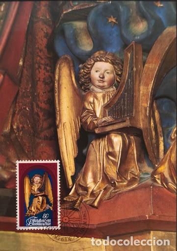 Sellos: Tarjeta M&aacute;xima Oficial - Navidad 1982 (&Aacute;ngel tocando el &oacute;rgano Catedral de Chur) Liechtenstein