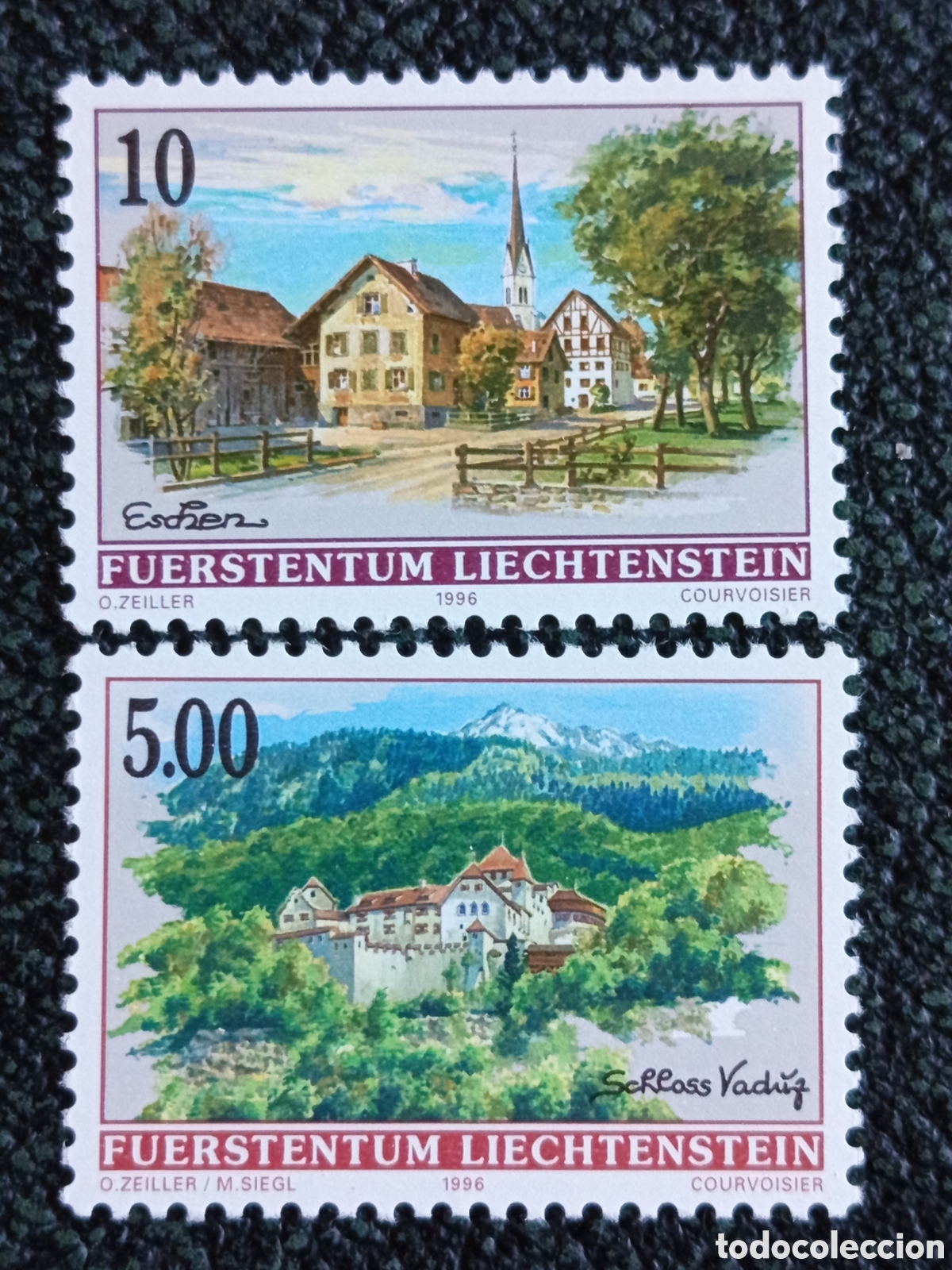 Francobolli: Liechtenstein 1996 Vistas Eschen y Castillo Vaduz MNH Michel 1126/1127