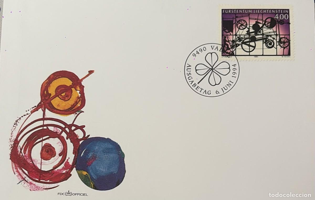 Sellos: TS.)1994, LIECHTENSTEIN, FIRST DAY COVER, PRE-PRINTED WITH A CONCENTRIC CIRCULAR ILLUSTRATION ALONGS