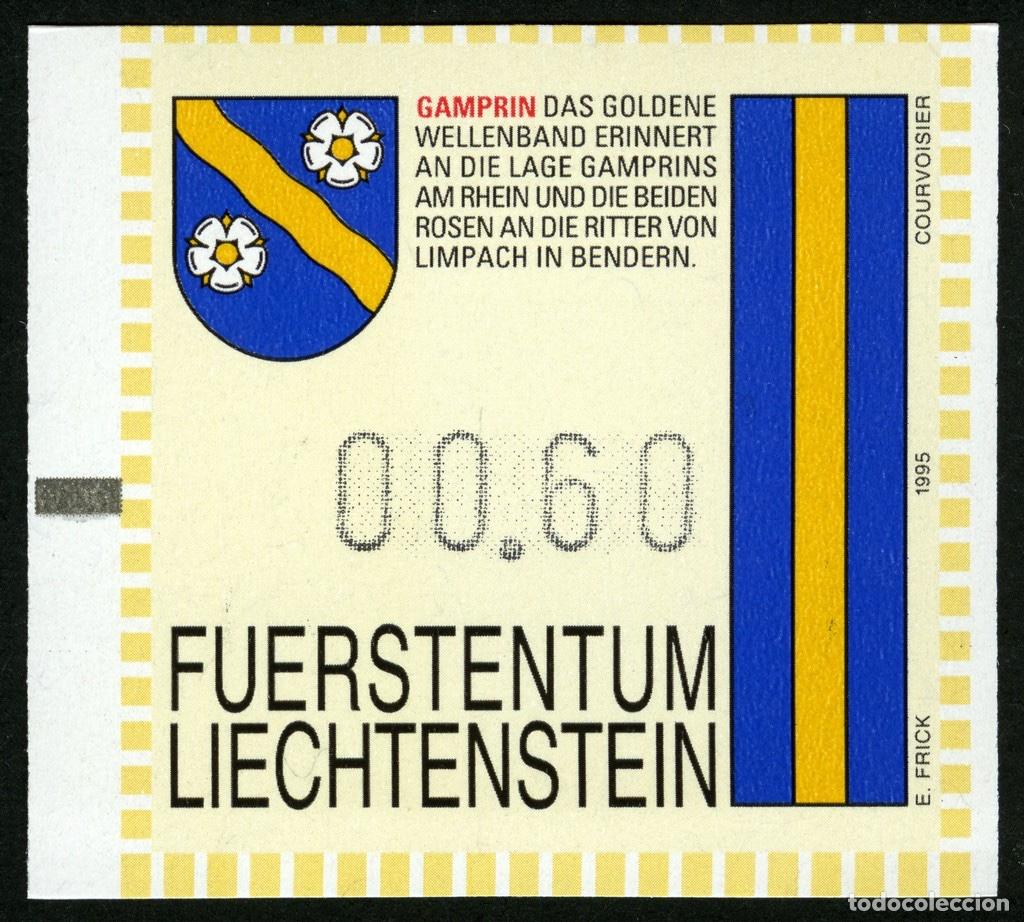 Sellos: ATM LIECHTENSTEIN 1995 &middot; FRAMA &middot; 00,60 FRANCOS SUIZOS &middot; GAMPRIN &middot; SERIE DE ESCUDOS Y BANDERAS #FL008