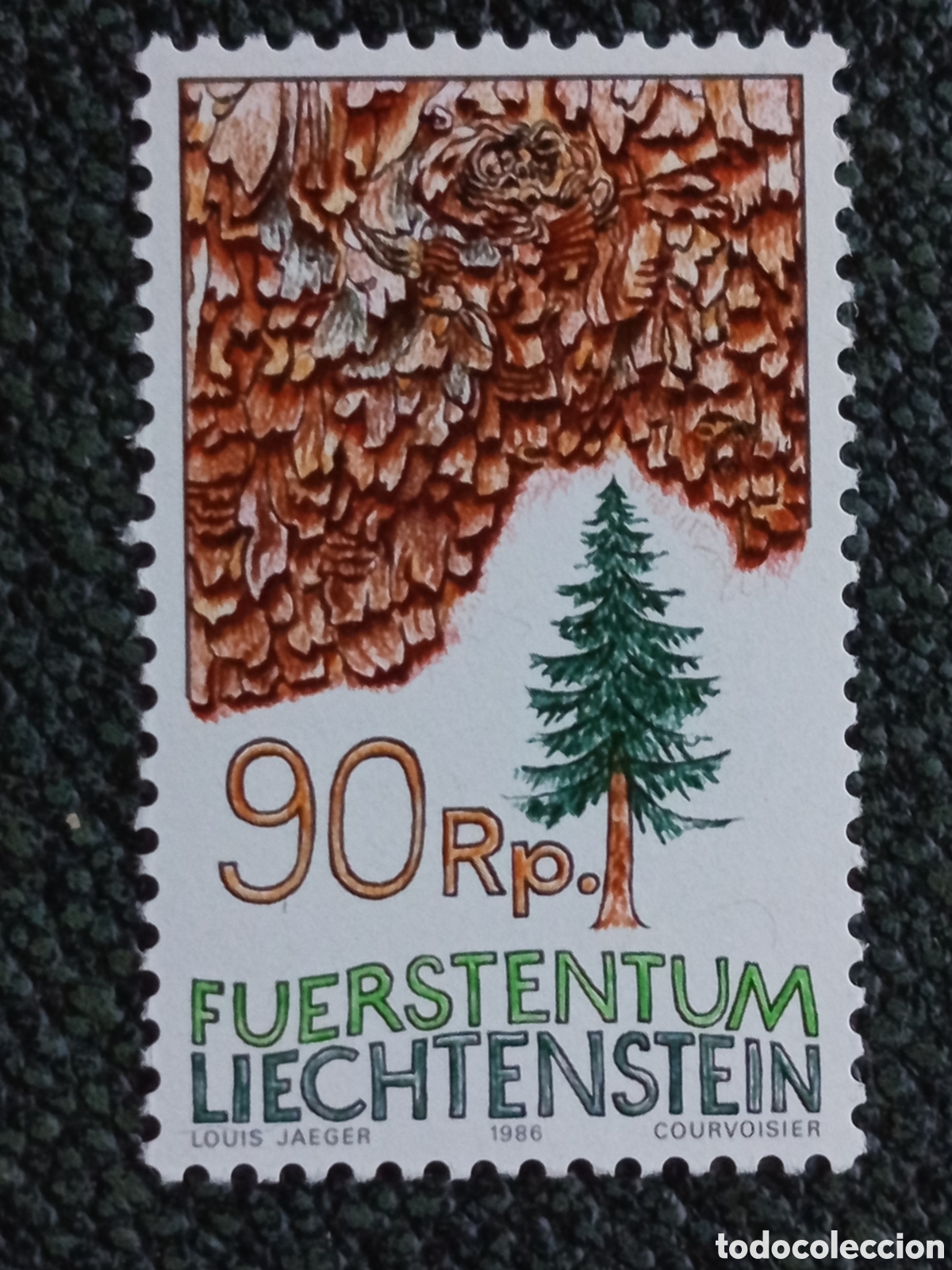 Sellos: Liechtenstein 1986 Sello Corteza de Abeto 90rp Louis Jaeger Scott 859 MNH