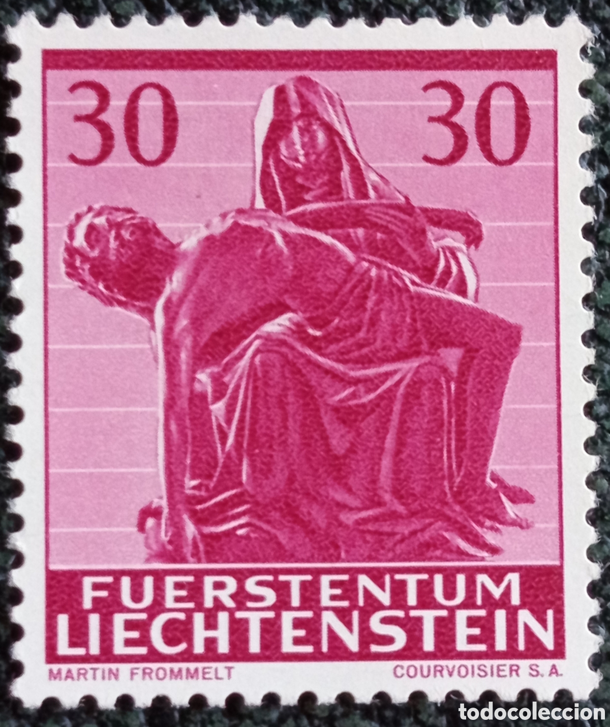 Sellos: Liechtenstein 1962 Sello Navidad 30r La Piedad Escultura Mauren Michel 424 MNH