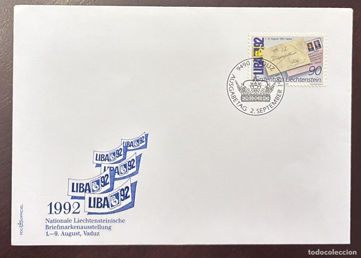 Sellos: TS.)1992, LIECHTENATEIN, VADUZ, FIRST DAY COVER, COMMEMORATIVE PREPRINT &rdquo;LIECHTENSTEIN NATIONAL PHIL