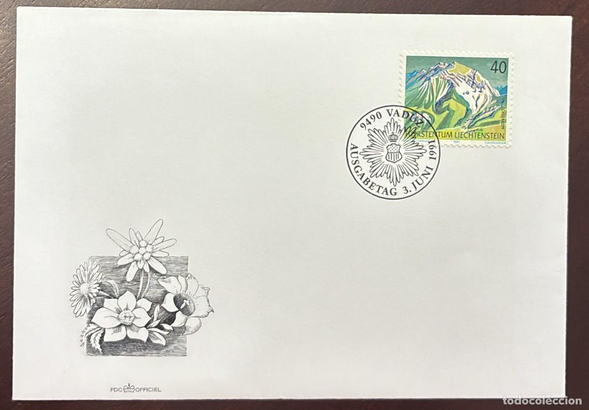 Sellos: TS.)1991, LIECHTENSTEIN, VADUZ, FIRST-DAY COVER, PRE-PRINTED WITH ALPINE FLORAL DESIGNS, &rdquo;MOUNTAIN &ndash;