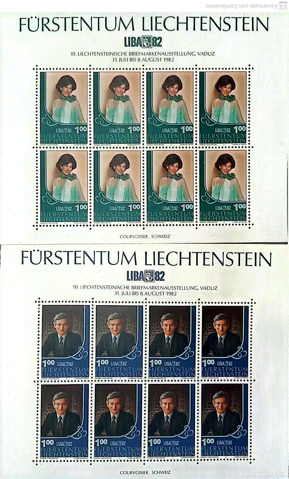 Sellos: Liechtestein. 738/39 Retratos del Pr&iacute;ncipe heredero Jean Adam y Princesa Marie Agla&eacute;, en MH de 8 ser