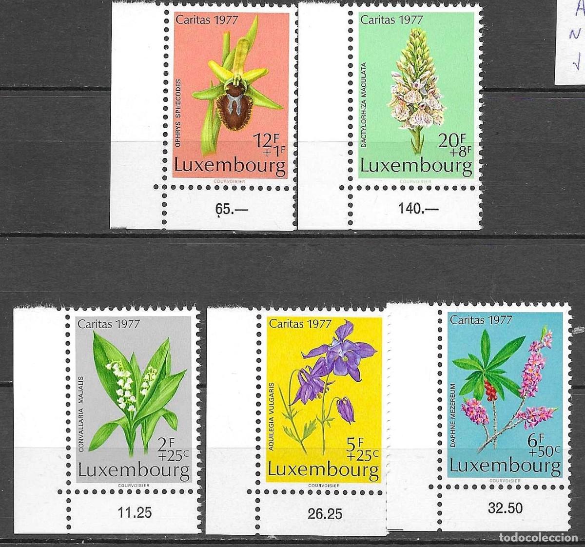 Sellos: LUXEMBURGO-1977 **CARITAS- ORQUIDEAS- SERIE COMPLETA