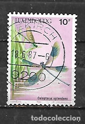 Sellos: 1987: Conservci&oacute;n de la naturaleza - Lib&eacute;lula azul. Calopteryx splendens (usado)