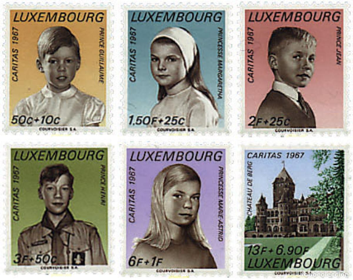 Sellos: 97408 MNH LUXEMBURGO 1967 CARITAS. EFIGIES DE PRINCIPES Y CASTILLO DE BERG