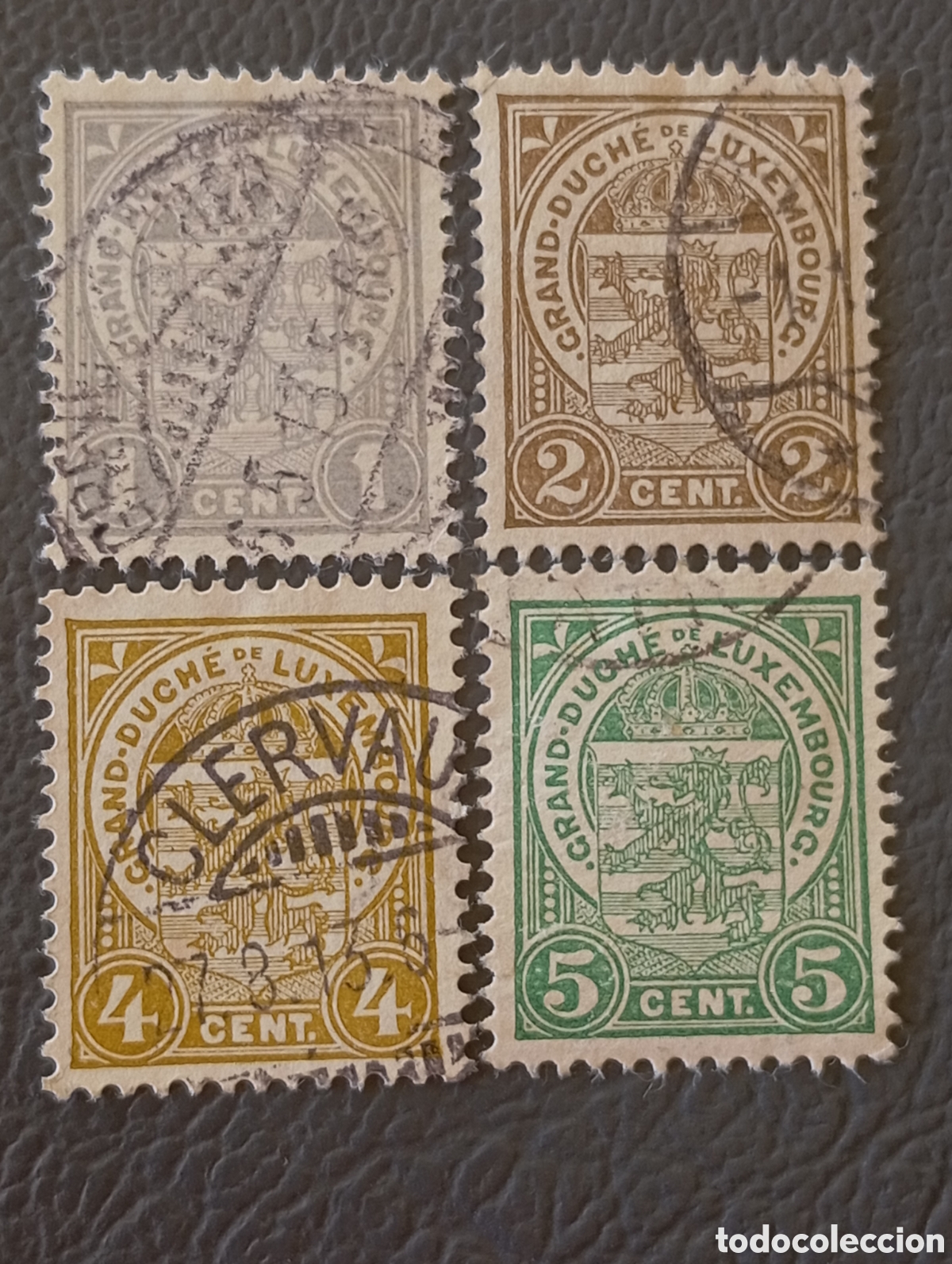 Sellos: Luxemburgo 1907 &middot; Escudo de Armas &middot; 4v &middot; 1+2+4+5c &middot; Scott 74-77 &middot; Usado