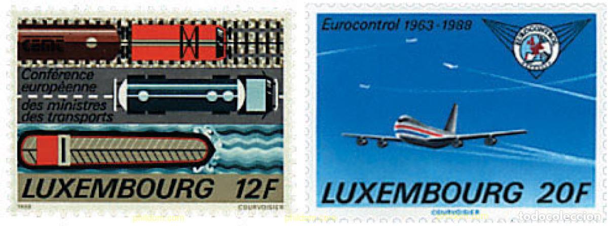 Sellos: 97647 MNH LUXEMBURGO 1988 CONFERENCIA EUROPEA DE TRANSPORTES. 25 ANIVERSARIO DE EUROCONTROL