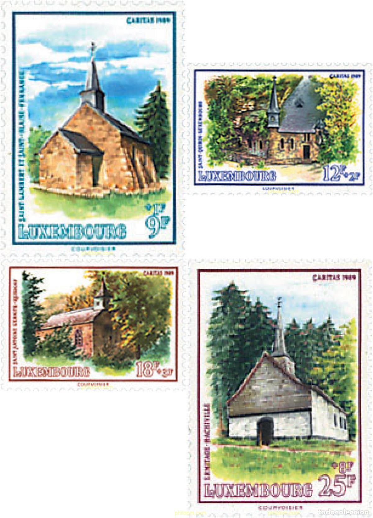 Sellos: 97663 MNH LUXEMBURGO 1989 CARITAS. CAPILLAS PINTADAS CON ACUARELAS