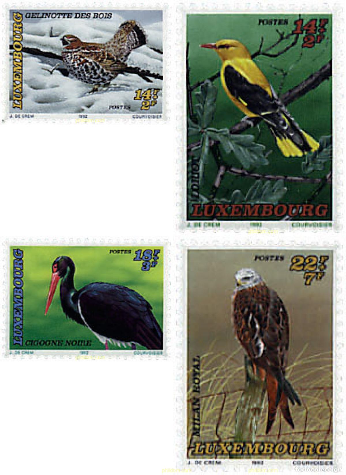 Sellos: 97696 MNH LUXEMBURGO 1992 CARITAS. AVES EN PELIGRO DE EXTINCION