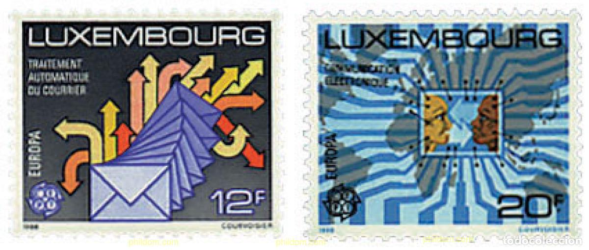 Sellos: 97741 MNH LUXEMBURGO 1988 EUROPA CEPT. TRANSPORTE Y MEDIOS DE COMUNICACION