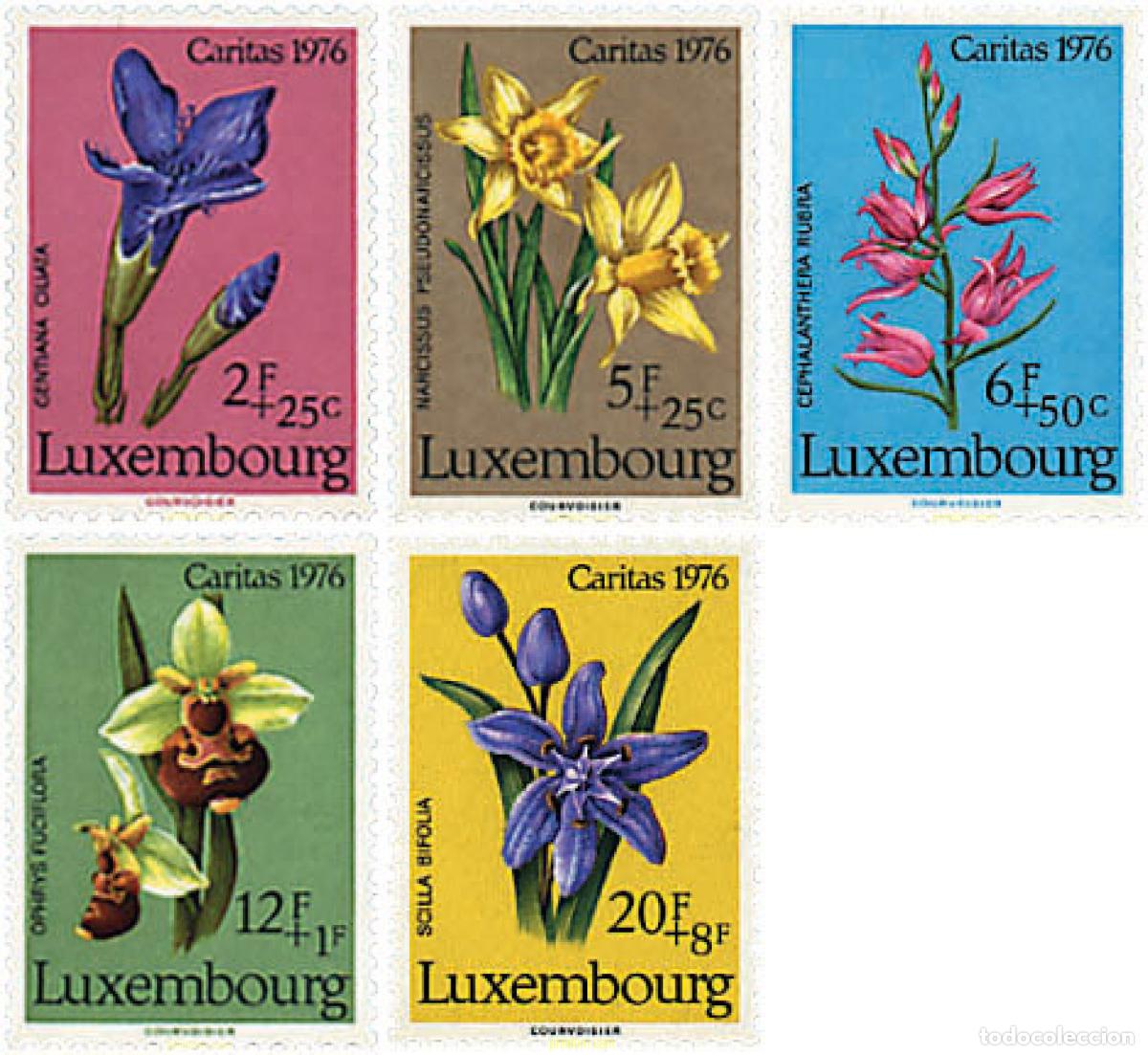 Sellos: 97508 MNH LUXEMBURGO 1976 CARITAS. FLORES PROTEGIDAS