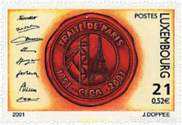 Sellos: 81302 MNH LUXEMBURGO 2001 50 ANIVERSARIO DEL TRATADO DE PARIS INSTAURANDO LA CECA