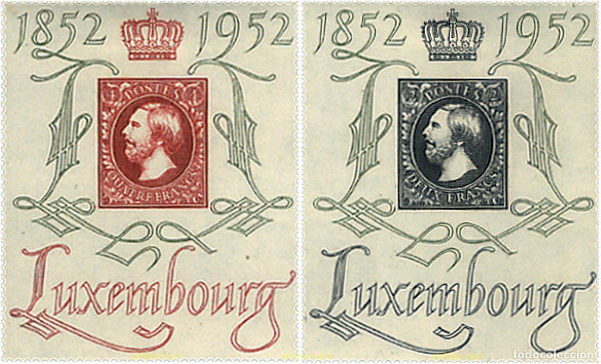 Sellos: 339415 HINGED LUXEMBURGO 1952 CENTENARIO DEL SELLO Y CENTILUX. EXPOSICION FILATELICA