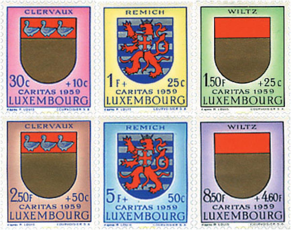 Sellos: 97298 MNH LUXEMBURGO 1959 CARITAS. ESCUDOS