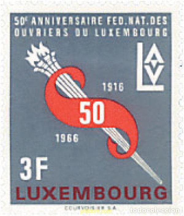 Sellos: 97342 MNH LUXEMBURGO 1966 50 ANIVERSARIO DE LA FEDERACION NACIONAL OBRERA