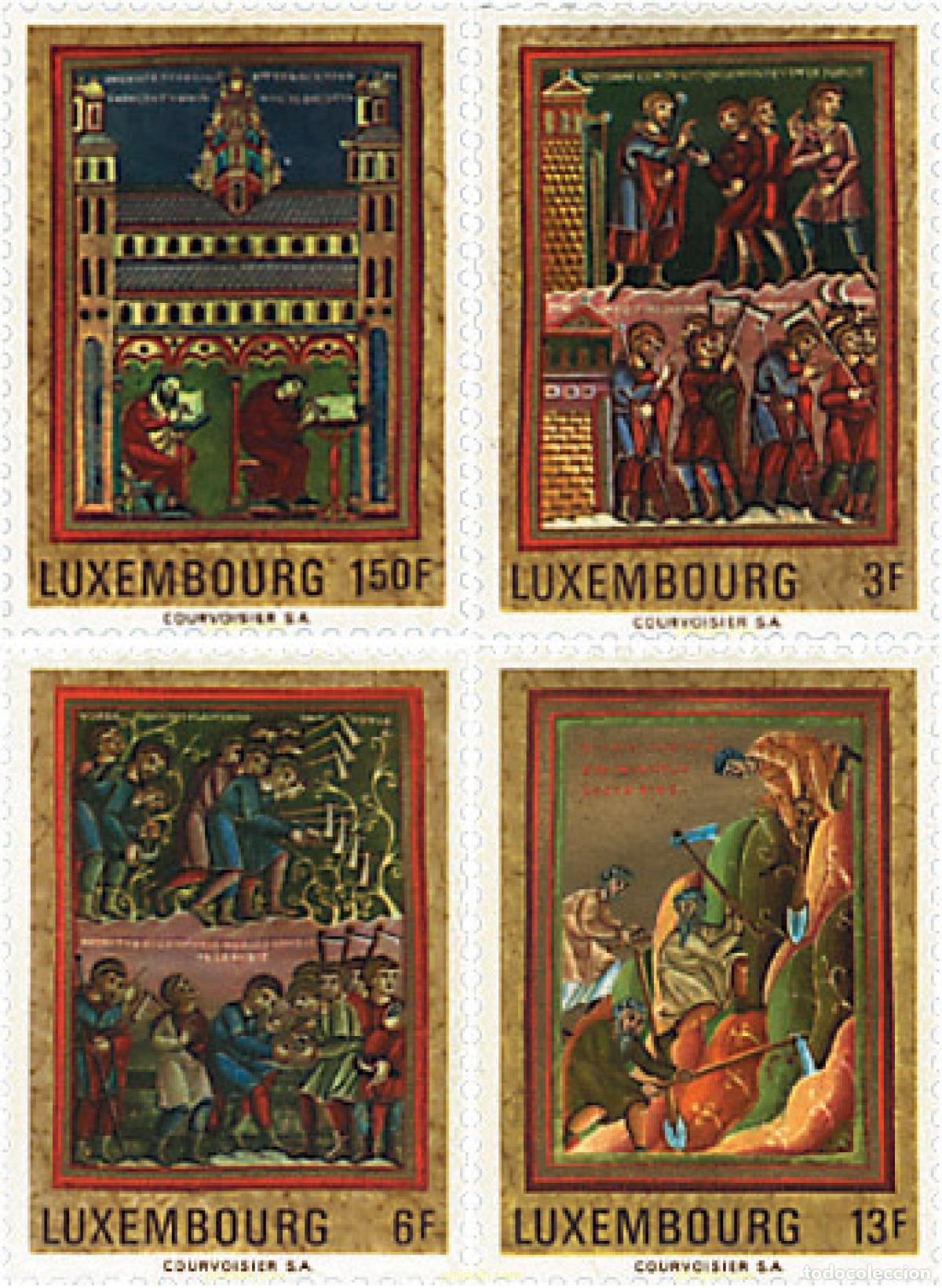 Sellos: 97439 MNH LUXEMBURGO 1971 MINIATURAS DE LA ABADIA DE ECHTERNACH. LA VIDA MEDIEVAL
