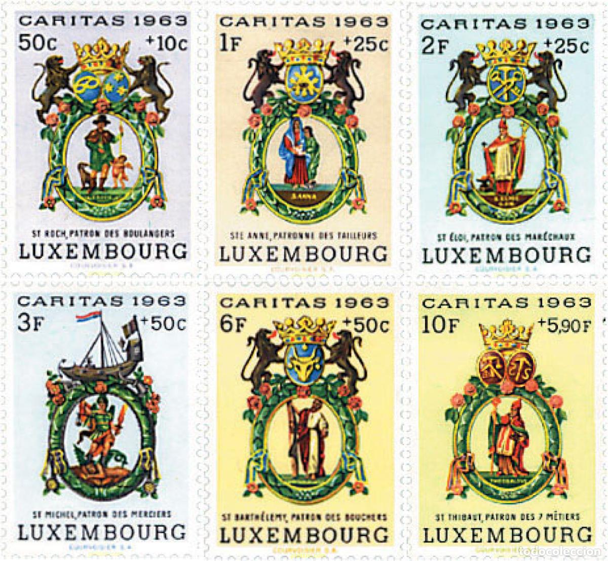 Sellos: 97329 MNH LUXEMBURGO 1963 CARITAS. ESCUDOS DE LAS CONFRARIAS DE OFICIOS
