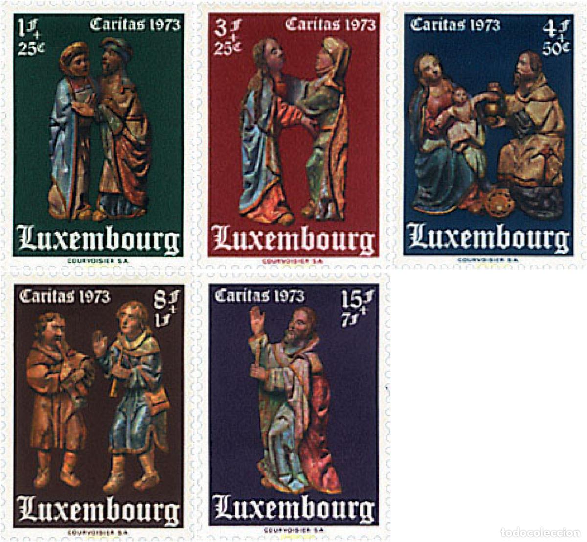 Sellos: 97474 MNH LUXEMBURGO 1973 CARITAS. DETALLES DEL RETABLO DE LA ERMITA DE HACHIVILLE