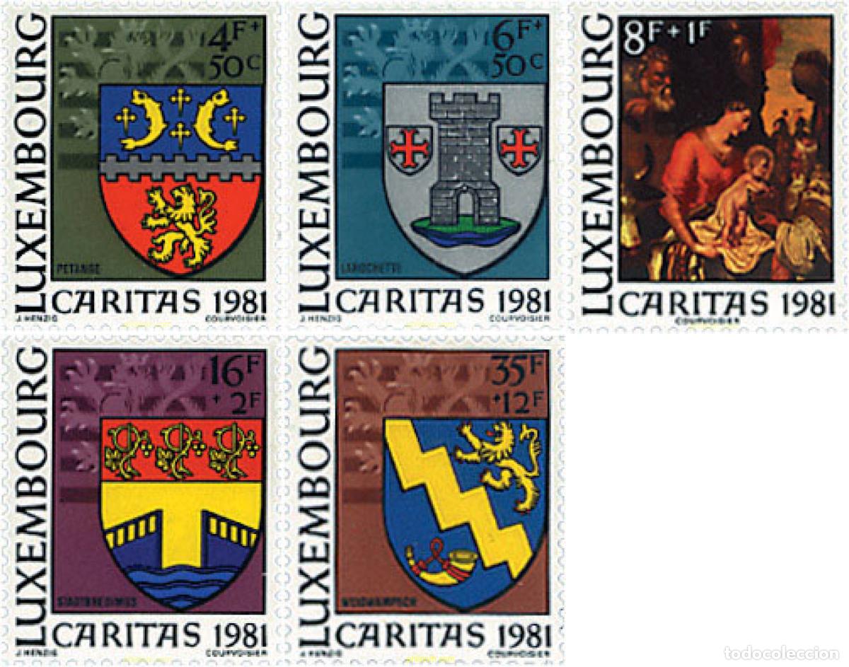 Briefmarken: 97566 MNH LUXEMBURGO 1981 CARITAS. ESCUDOS Y PINTURA