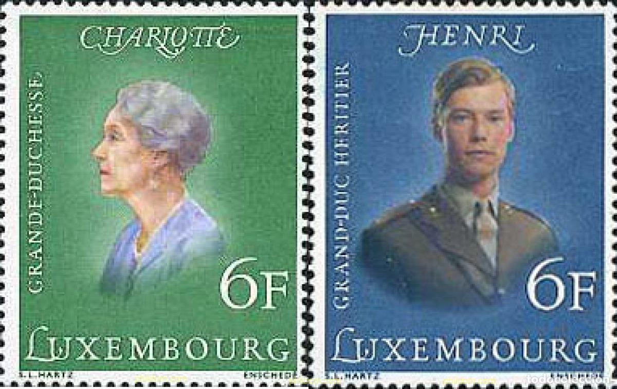 Sellos: 119396 MNH LUXEMBURGO 1976 80 ANIVERSARIO DE LA GRAN DUQUESA CHARLOTTE Y 21 ANIVERSARIO DEL GRAN DU
